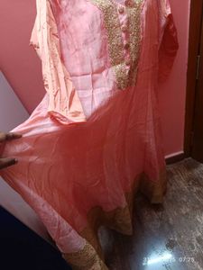 3xl Pink Embroidered Gown With Embroidery Dupatta