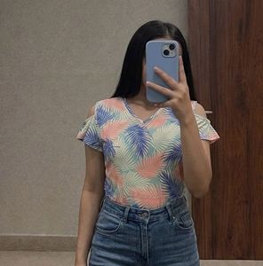 COBB Tropical Cold Shoulder Top