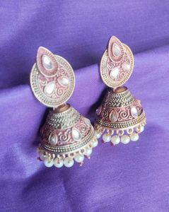 Elegant Jhumka Earrings with Pearls