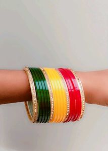 New Traditional Multicolor Plastic Bangles Set.