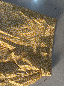 Yellow Floral Wrap Skirt