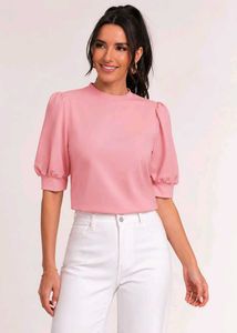 🌸 Elegant pink puff sleeve top ✨