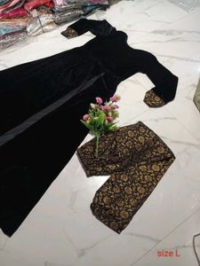 Elegant Black Velvet Kurta Set