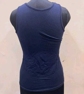 Navy Tank Top with Lace Collar