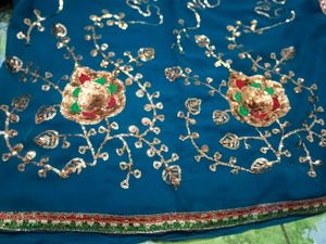 Embroidered Teal Saree
