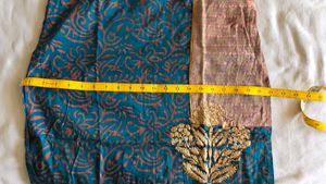 Teal &amp; Orange Printed Sleeveless Kurta