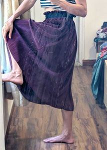 Purple Pleated Midi Skirt