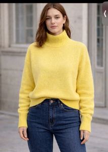 Stylish Yellow Turtleneck Sweater