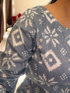 Stylish grey &amp; White Printed Kurta