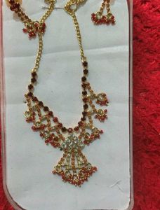 Elegant Red &amp; Gold Necklace Set