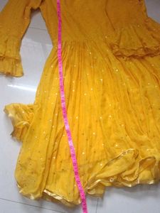 Yellow Anarkali Kurta with Sequins