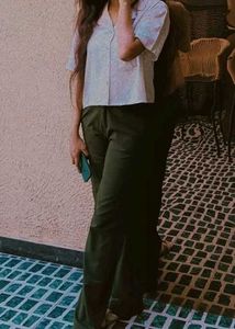 Olive Green Wide Leg Trousers