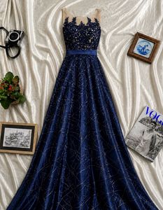 Stunning Navy Blue Embellished Gown