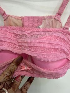Pink Lace Trim Bra
