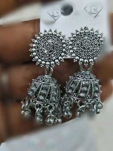 Silver Oxidized Jhumka Earrings