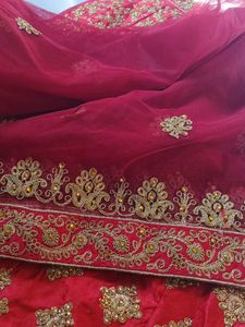 Red &amp; Gold Embroidered Lehenga and dupatta