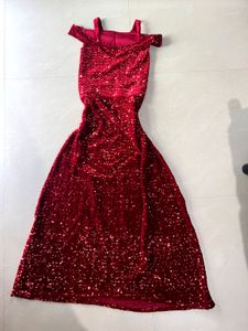Sparkling Red Off-Shoulder Sequin Dress