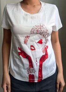 Graphic Print White Tee