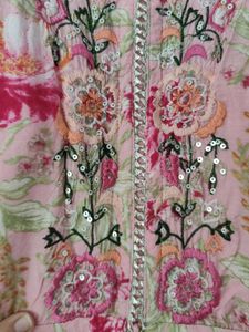 Beautiful Pink Floral Anarkali Gharara Suit Set