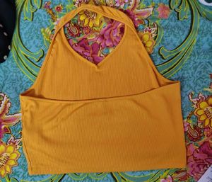 Ribbed Halter Neck Crop Top