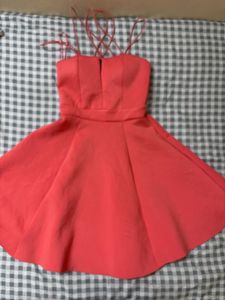 Coral Strappy Fit & Flare Dress