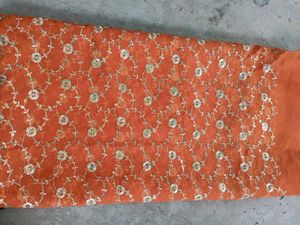 Orange Embroidered 2mtrs Fabric