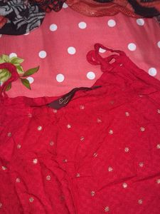 Elegant Red Kurta Set with Golden Motifs