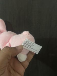 pink plush bunny stuffed toy with white inner