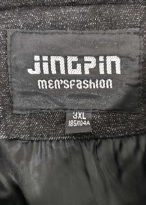 Men’s Black Denim Jacket with Red Accents