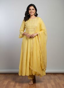 Yellow Embroidered Kurta