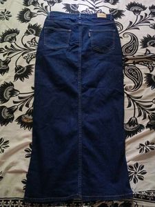 Maxi Denim Skirt with Slit