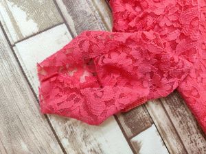 H&amp;M Chic Lace Coral Pink Top - XS/S