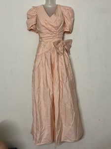 Pintresty Elegant Pink Puff Sleeve Bow Dress