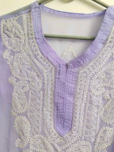 Lavender Chikankari Kurta with inner wear