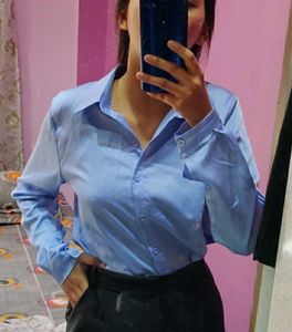 Classy Blue Satin Shirt