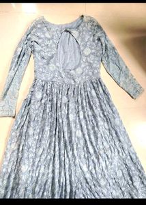 Elegant Grey Floral Gown