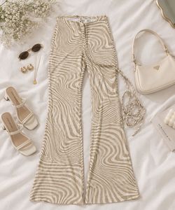 y2k Retro Flare Pants with Swirl Print