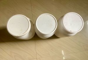 Set of 3 White Plastic Jars
