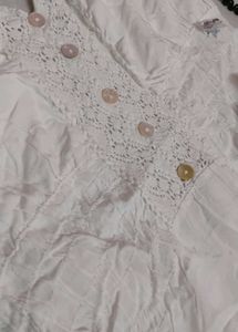 White Lace Trim Cami Dress