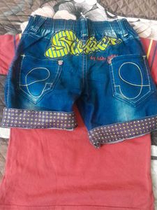 baby boy t-shirt  and denim shorts Set