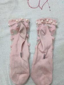 Charming Lace Pearl Ankle Socks