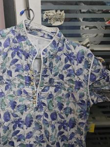 Blue Floral Print Kurta