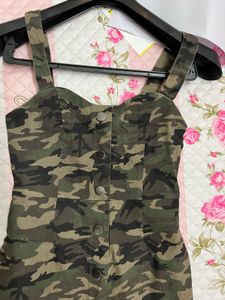 Camouflage Button-Front Dress