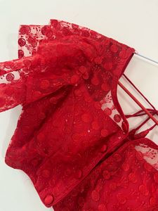 Stunning Red Embroidered Blouse
