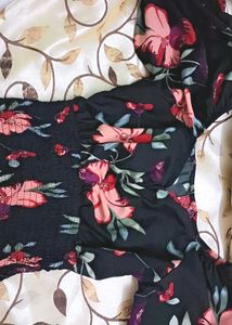 Black Floral Print Dress