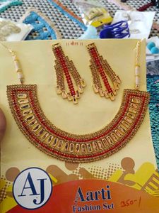 2 Sets Of Red &amp; Gold Beaded Necklace