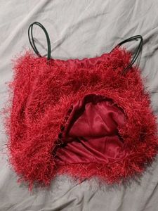Fuzzy Red Crop Top