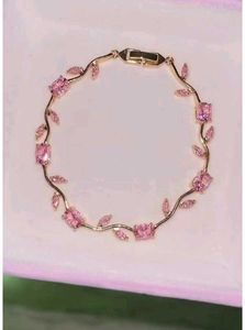 Delicate Pink Gemstone Tulip Bracelet