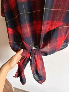 Chic Plaid Tie-Front Top