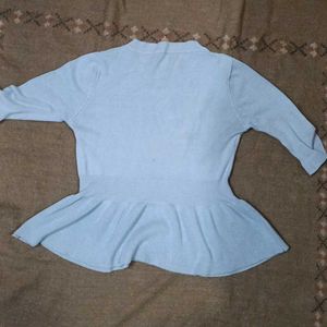 Baby Blue Knit Peplum Top